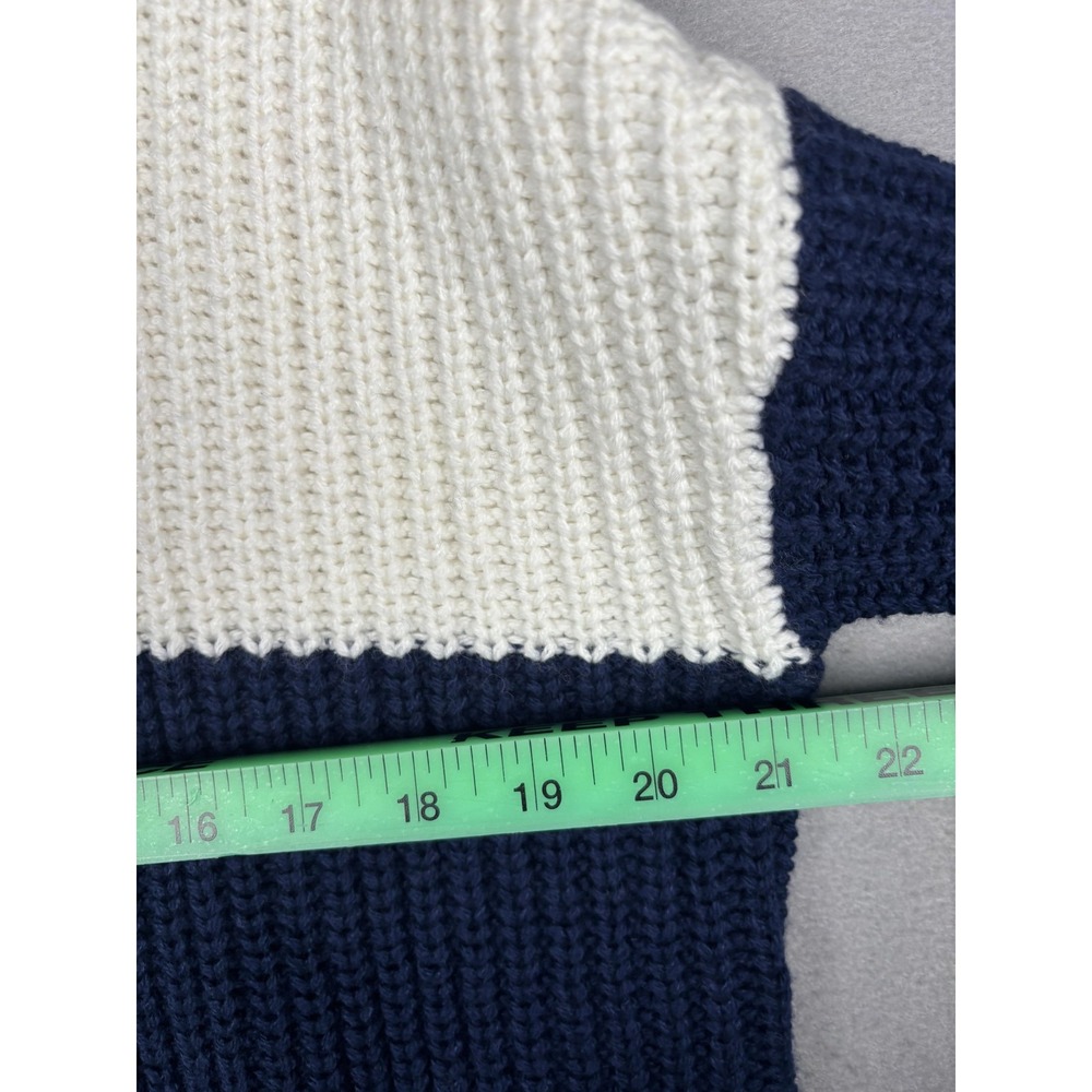 Lands' End Sweater Womens M Blue White Star Graphic Knit Pullover Winter Warm - Picture 13 of 15